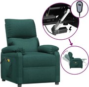 vidaXL Fotoliu de masaj electric, verde închis, material textil