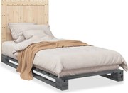 vidaXL Cadru de pat cu tăblie, gri, 90x200 cm, lemn masiv de pin
