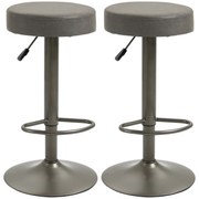 HOMCOM Scaune de Bar, 2 piese, Pivotante Reglabile, Suportă până la 120 kg, Design Modern, Culoare Gri, 35x36x64-85 cm | Aosom România