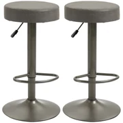 HOMCOM Scaune de Bar, 2 piese, Pivotante Reglabile, Suportă până la 120 kg, Design Modern, Culoare Gri, 35x36x64-85 cm | Aosom România