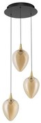 Lustra moderna cu 3 pendule LED, Metal, Sticla, Champaign, Nali