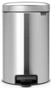 Cos de gunoi cu pedala Brabantia NewIcon 649031, 12 L, Inchidere lina, Baza antiderapanta, Rezistent la amprente, Inox