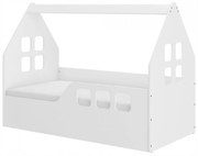 Pat tip casuta pentru copii NOVOKIDS™ Magic Little House, 140x70 CM, Set cu Saltea din Spuma MATSEN® 10 CM Inclusa, Pal 18 mm, Margini anti-lovire,