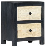 vidaXL Noptieră sculptată manual, gri, 40x30x50 cm, lemn masiv mango