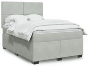 vidaXL Pat box spring cu saltea, gri deschis, 140x190 cm, catifea