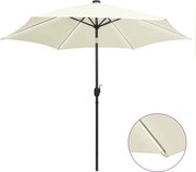 vidaXL Umbrelă de soare cu LED-uri, stâlp aluminiu, alb nisipiu, 300cm