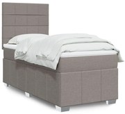 vidaXL Pat box spring cu saltea, gri taupe, 80x200 cm, textil