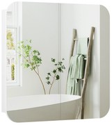 HOMCOM Dulap de perete pentru baie cu oglindă arcuită mobilier pentru baie rafturi reglabile uși oglindă 68 x 13 x 66 cm alb | Aosom Romania