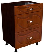 Corp inferior 60 cu 3 sertare metalice pentru greutate Zebra MDF frunza cedru