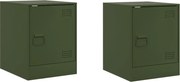 vidaXL Noptiere, 2 buc., verde olive, 34,5x39x44 cm, oțel