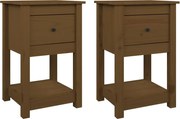 vidaXL Noptiere, 2 buc, maro miere, 40x35x61,5 cm, lemn masiv de pin