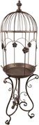 Colivie decorativă din metal, finisaj maro antichizat, cu motive florale și păsărele, Ø 39x127 cm
