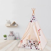 Cort copii stil indian Teepee Tent Kidizi Minnie, include covoras gros si 2 perne, stabilizator cadou