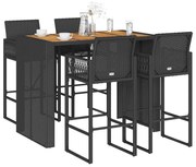 vidaXL Set mobilier bar de grădină fără perne 5 piese negru poliratan