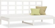 vidaXL Pat de zi fără saltea, alb, 80x200 cm, lemn masiv pin