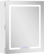 HOMCOM Dulap Baie cu Oglindă și LED, 50x15x60 cm, Anti-Aburire, Rafturi Reglabile, 3 Temperatură de Lumină, Dulap Suspendat din MDF, Alb | Aosom Romania