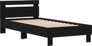 vidaXL Cadru de pat cu led Stejar Negru 90 x 200 cm Lemn compozit