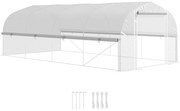 Outsunny Sera 6x3x2 m, accesibilă, 8 ferestre, ușă, plasă contra insectelor, cadru metalic, Alb | Aosom Romania