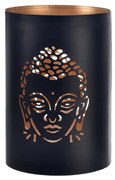 InDecor Sfeșnic metalic Buddha negru, 13 x 13 x 22cm
