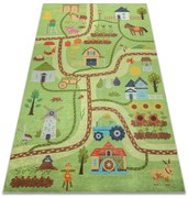 BAMBINO 50200 covor lavabil Sat, străzi pentru copii anti-alunecare - verde / maro
