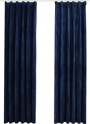 vidaXL Draperii opace 2 buc. albastru închis 140x245cm catifea cârlige