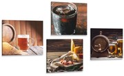 Set tablouri băuturi cu gustări gustoase