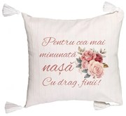 Perna Decorativa cu Franjuri pentru Nasa 1, 45x45 cm, Cu fermoar