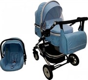 Carucior nou nascuti 3 in 1 Baby Care™ PRO 531 , geanta Bebe, Cadru Aluminiu, Amortizoare, Roti din cauciuc plin AVE, Landou, Scoica auto, Spatar