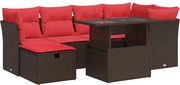 vidaXL Set canapele de grădină cu perne, 7 piese, maro, poliratan