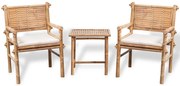 vidaXL Set mobilier bistro cu perne, 3 piese, bambus