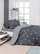 Set lenjerie pat 143EPJ4326, bumbac/poliester, gri/alb, 160x240 cm, cu