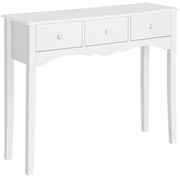HOMCOM Masă Consolă Modernă cu 3 Sertare, Consolă de Intrare din MDF, pentru Hol, Sufragerie, 100x32x85 cm, Alb | Aosom Romania