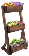 Outsunny Ghiveci Vertical din Lemn cu 3 Nivele pentru Flori, Plante, Aromatice 61x48x118 cm, Maro | Aosom Romania