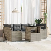 vidaXL Set de canapele pentru grădină 7 pcs Gri deschis Rattan poli