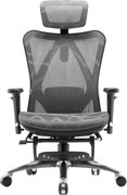 Scaun ergonomic SIHOO M57B, Suport lombar 2D, Cotiera 3D, Tetiera reglabila, mecanism inclinare/blocare in 3 pozitii, suport picioare, Mesh, Gri/Negru