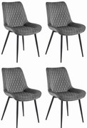 Set 4 Scaune Bucatarie/Dining Rokko Gri Inchis Catifea