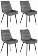 Set 4 Scaune Bucatarie/Dining Rokko Gri Inchis Catifea