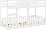 vidaXL Pat supraetajat, alb, 80x200 cm, lemn masiv de pin