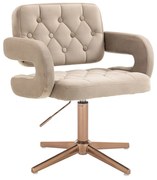 HR8403CROSS Scaun Catifea Latte Bază Aurie