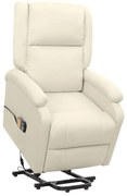 vidaXL Fotoliu de masaj cu ridicare, crem, material textil