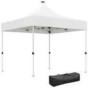 Outsunny Pavilion Pliabil cu Lumină LED, Geantă de Transport și Înălțime Reglabilă, 300x300x340 cm, Alb | Aosom Romania