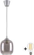Brilagi - Lustră LED suspendată pe cablu R GLASS 1xE27/60W/230V Ø 14 cm argintie/gri fumuriu