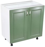 Corp inferior cu 2 usi 80 cm Zebra, Alba/MDF Verde, fara blat 80 x 82 x 50