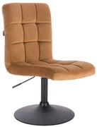 HR7009N Scaun Catifea Galben Miere cu Bază Neagră