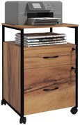 Vinsetto Cajonera de Oficina Cajonera pentru Birou cu Roți Arhivar pentru Dimensiuni A4 44x40x66,5 cm Maro Rustic | Aosom Romania