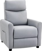 HOMCOM Fotoliu Reclinabil 135° max în Material cu Efect de In, Spumă, Oțel și Lemn, 73x86x100 cm, Gri Deschis | Aosom Romania