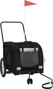 vidaXL Remorcă bicicletă animale companie, negru, textil oxford/fier