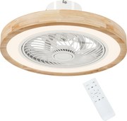 HOMCOM Ventilator de tavan cu lumină și telecomandă, 6 viteze, luminozitate reglabilă, motor silențios, maro deschis | Aosom Romania