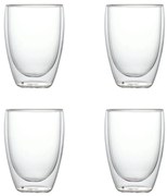 Set 4 Pahare din sticla Borosilicata cu pereti dubli, 350 ml x 4