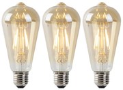Set de 3 becuri LED E27 ST64 auriu cu senzor crepuscular 4W 400lm 2200K